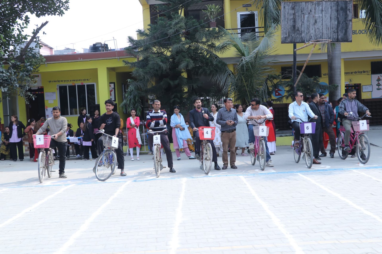 Students participating in school sports activities
