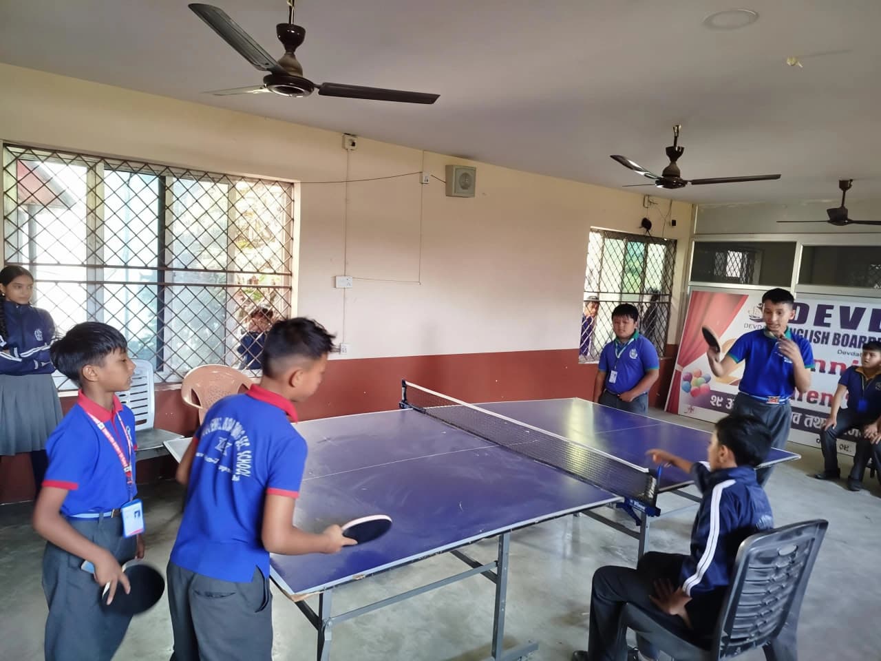 Table tennis table close up